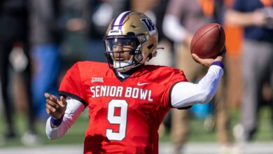 Michael Penix Jr. Penix dedicated an extensive six years to playing for both Indiana and Washington in senior bowl.